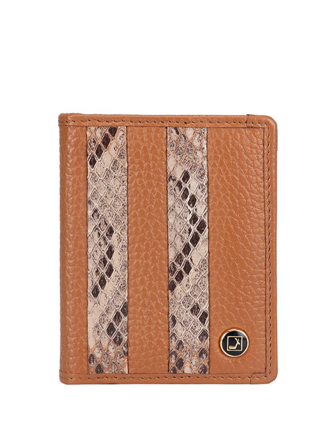 

Da Milano Men Textured Leather Three Fold Wallet, Camel brown