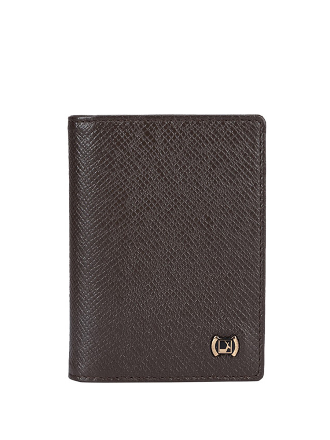 

Da Milano Men Textured Brand Logo Leather Two Fold Wallet, Brown