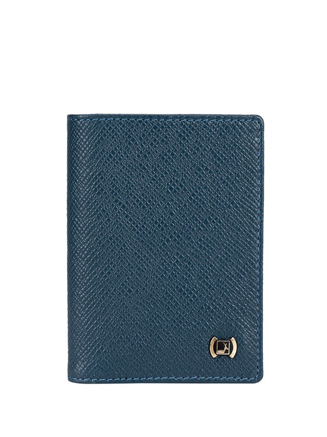 

Da Milano Men Textured Brand Logo Leather Card Holder, Blue