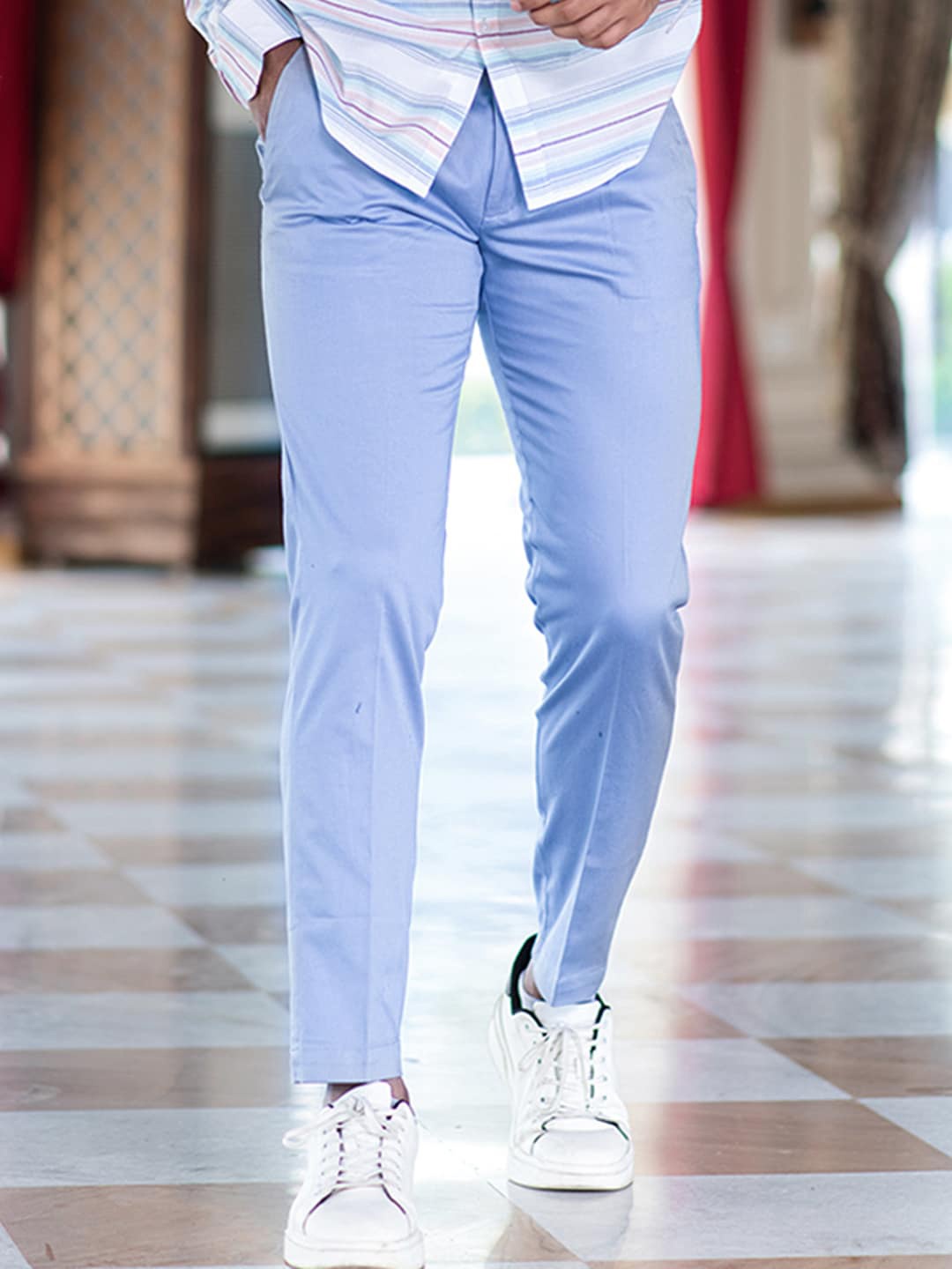 

Tistabene Men Mid-Rise Cotton Regular Trousers, Blue