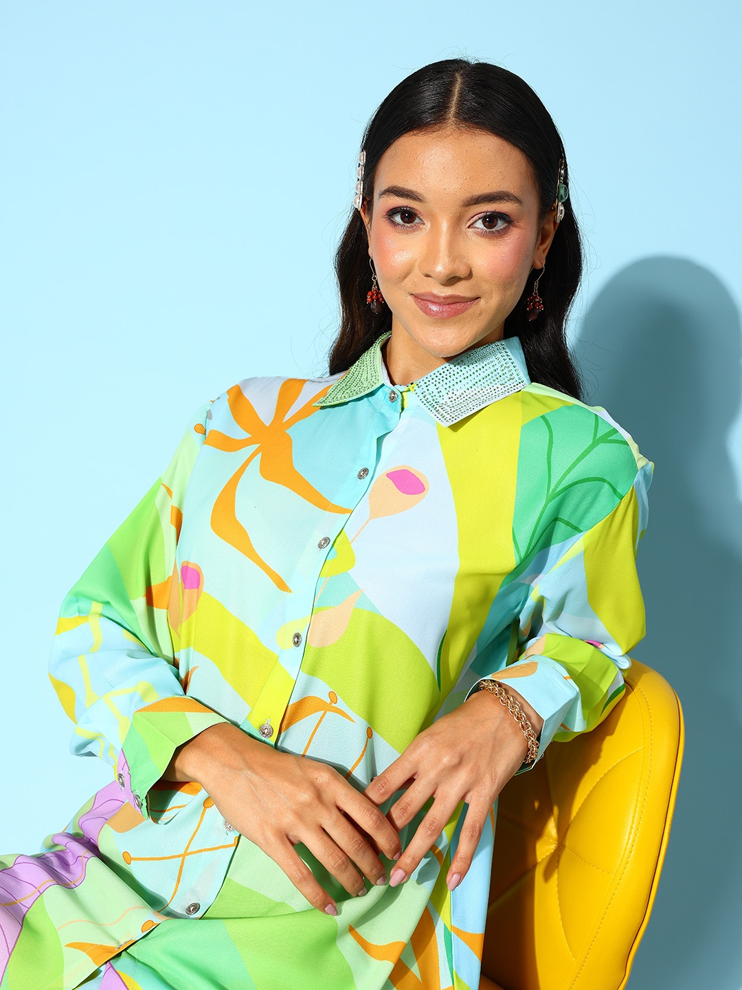 

Indo Era Women Conversational Graphic Printed Co-Ords Set, Blue