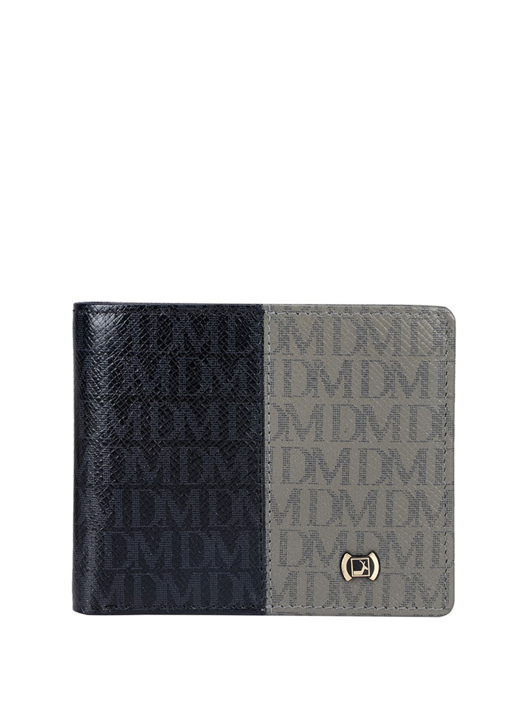 

Da Milano Men Colourblocked Leather Two Fold Wallet, Black