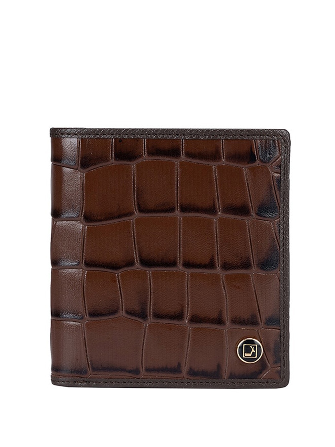 

Da Milano Men Abstract Textured Leather Two Fold Wallet, Brown