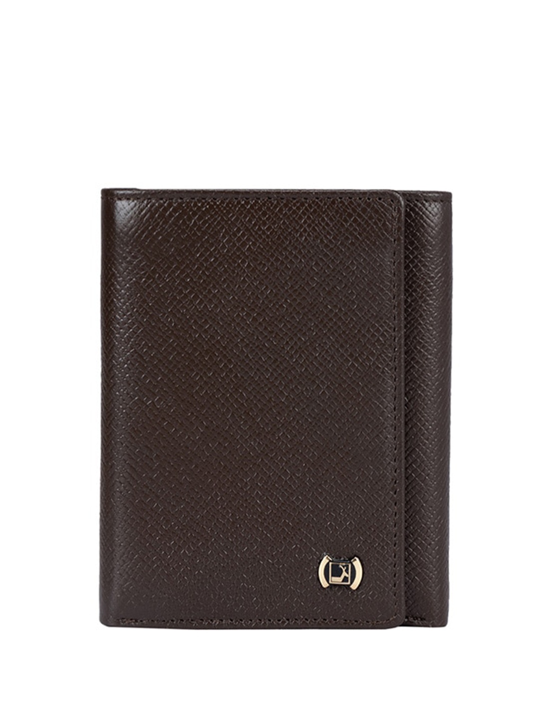 

Da Milano Men Textured Brand Logo Leather Two Fold Wallet, Brown