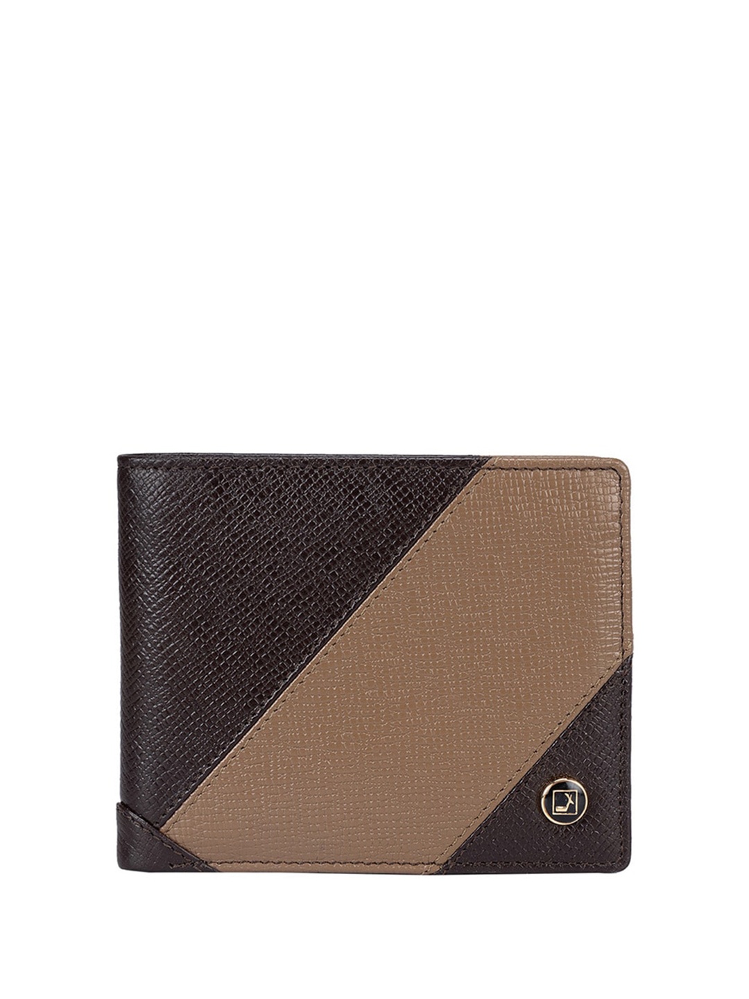 

Da Milano Men Textured Brand Logo Leather Two Fold Wallet, Brown