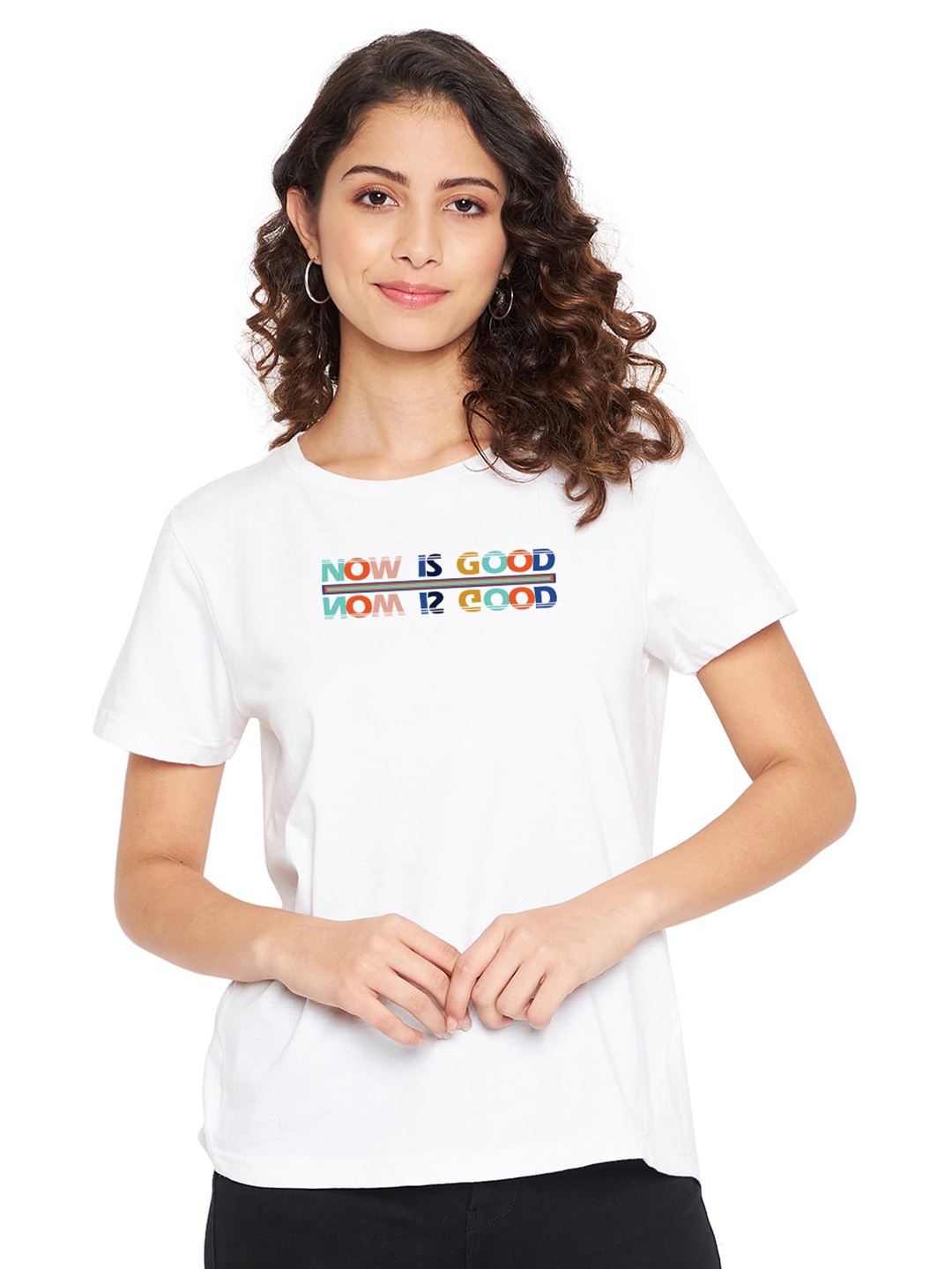 

URKNIT Typography Printed Cool Max Pure Cotton T-Shirt, White