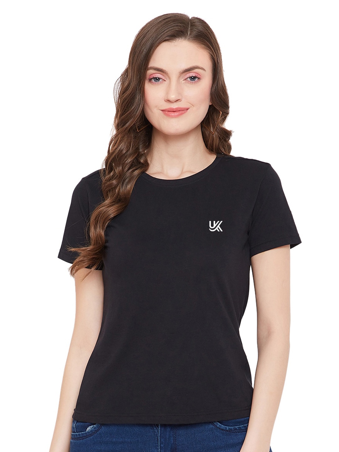 

URKNIT Round Neck Pure Cotton Cool Max T-shirt, Black