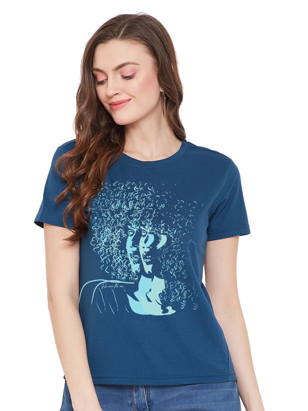 

URKNIT Graphic Printed Cool Max Pure Cotton Casual T-Shirt, Blue