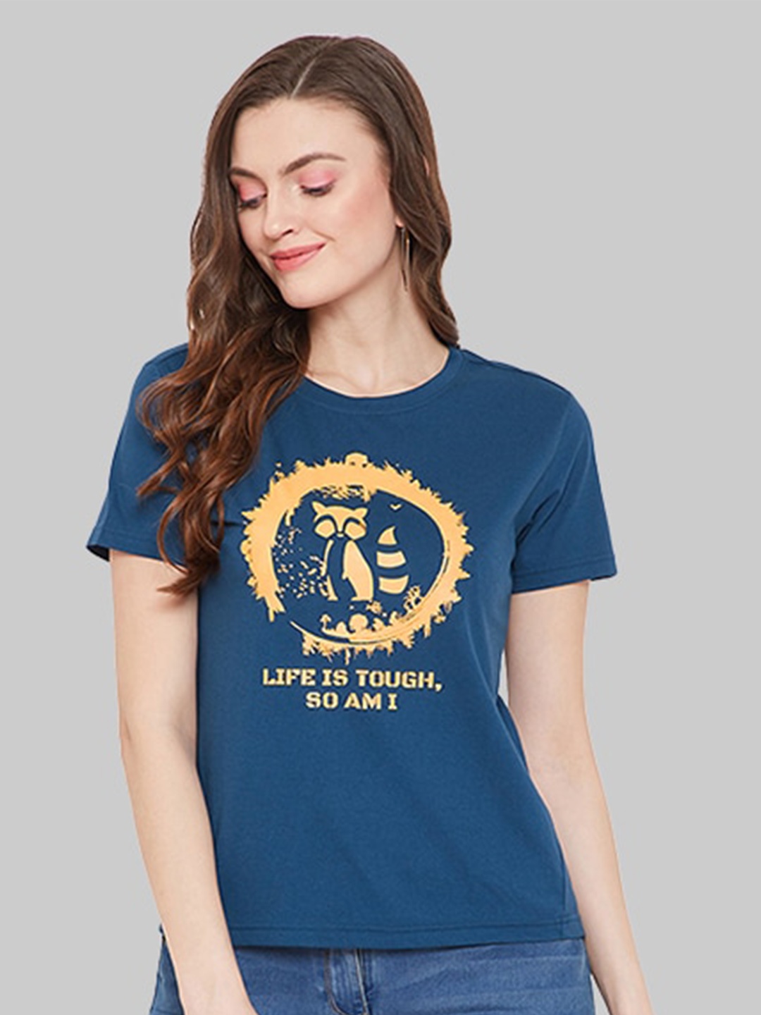 

URKNIT Graphic Printed Cool Max Pure Cotton Casual T-Shirt, Blue