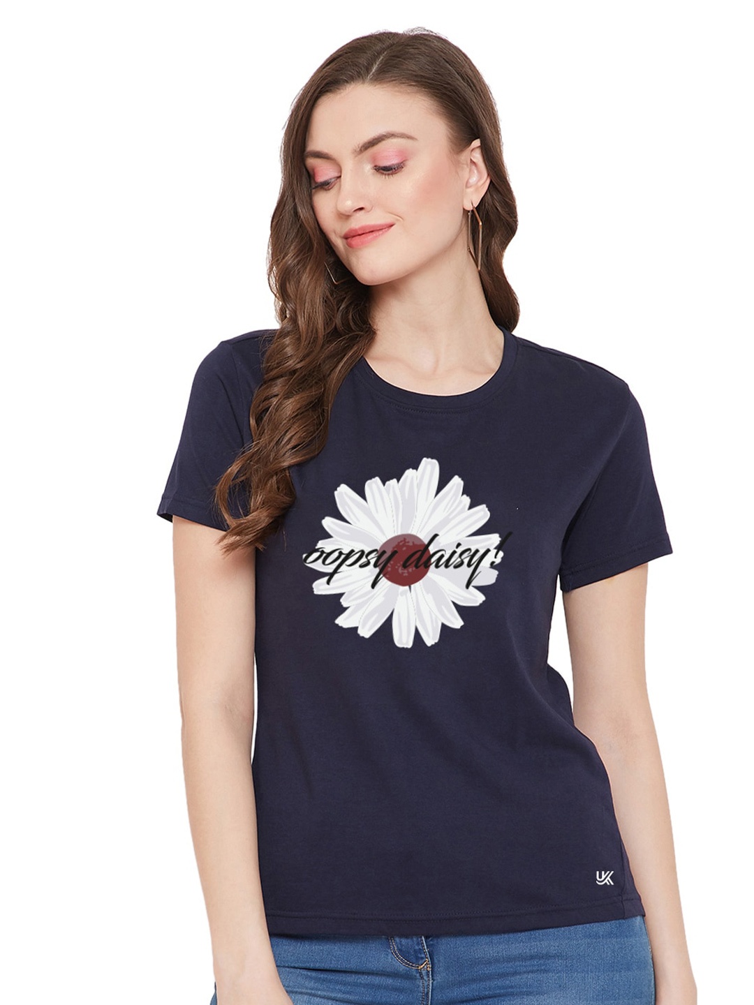 

URKNIT Floral Printed Cool Max Pure Cotton Sports T-shirt, Blue