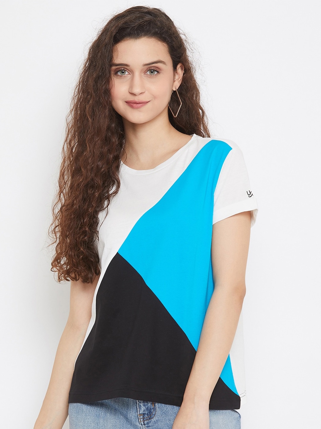 

URKNIT Colourblocked Cool Max Pure Cotton Sports T-shirt, Blue