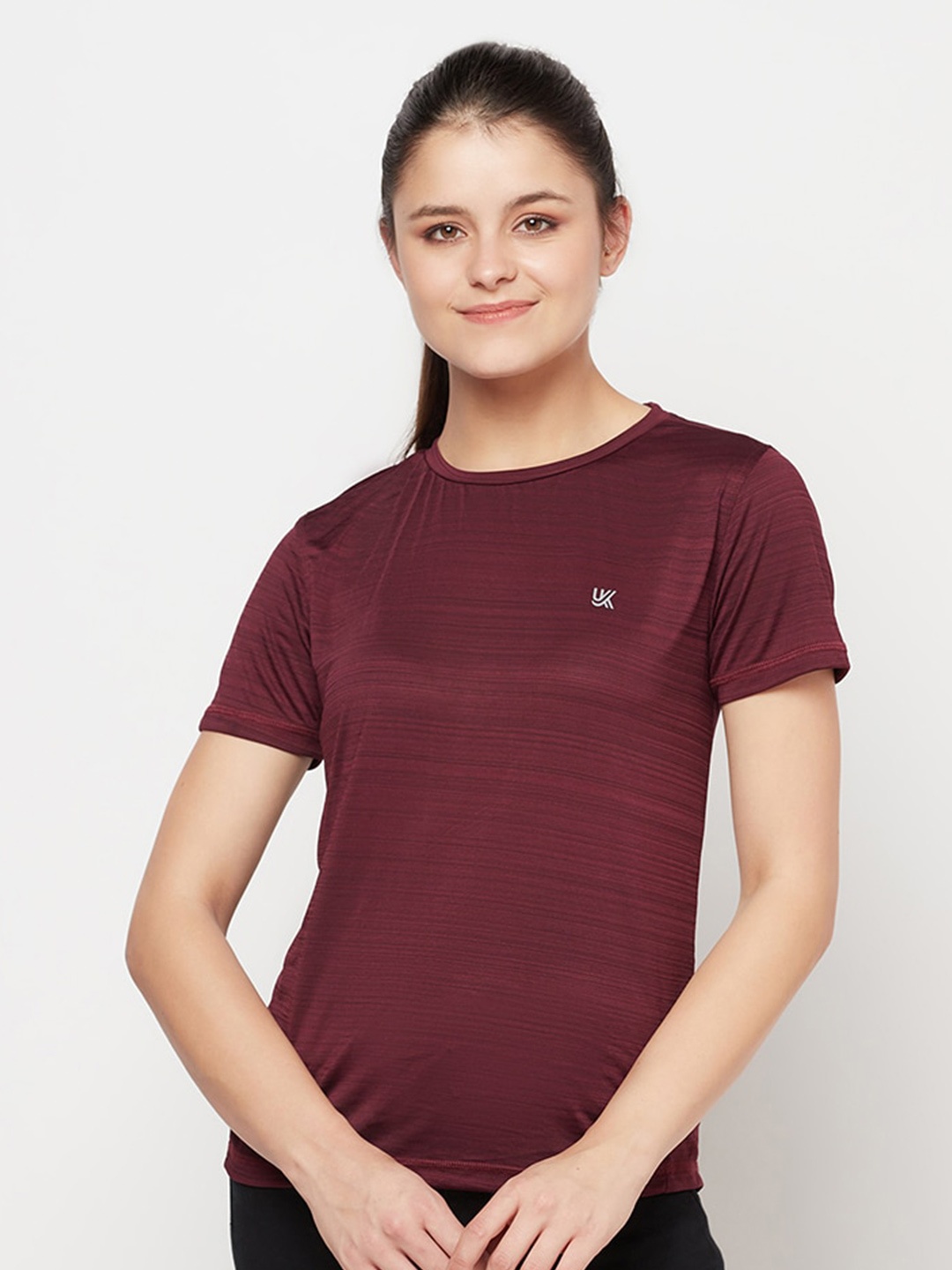 

URKNIT Striped Round Neck Cool Max Sports T-shirt, Maroon