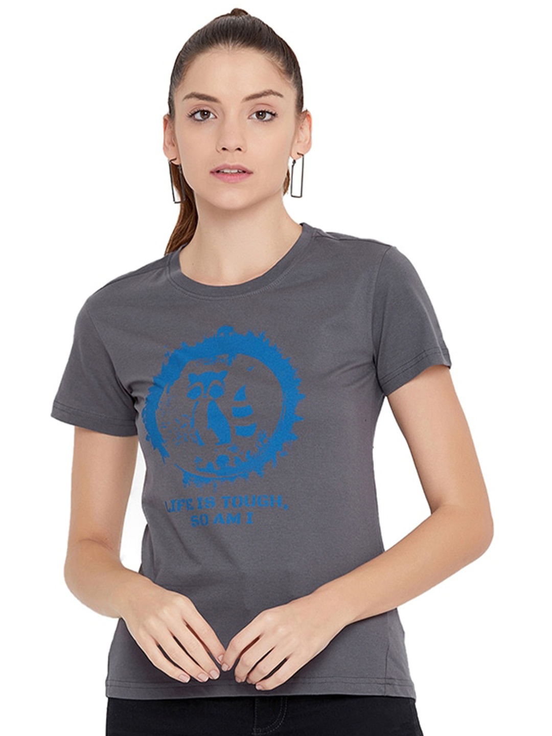

URKNIT Graphic Printed Cool Max Pure Cotton Casual T-Shirt, Grey