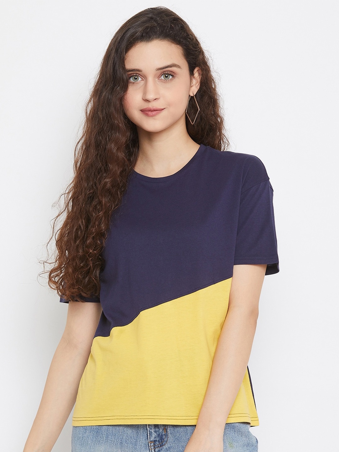 

URKNIT Colourblocked Cool Max Casual T-shirt, Yellow