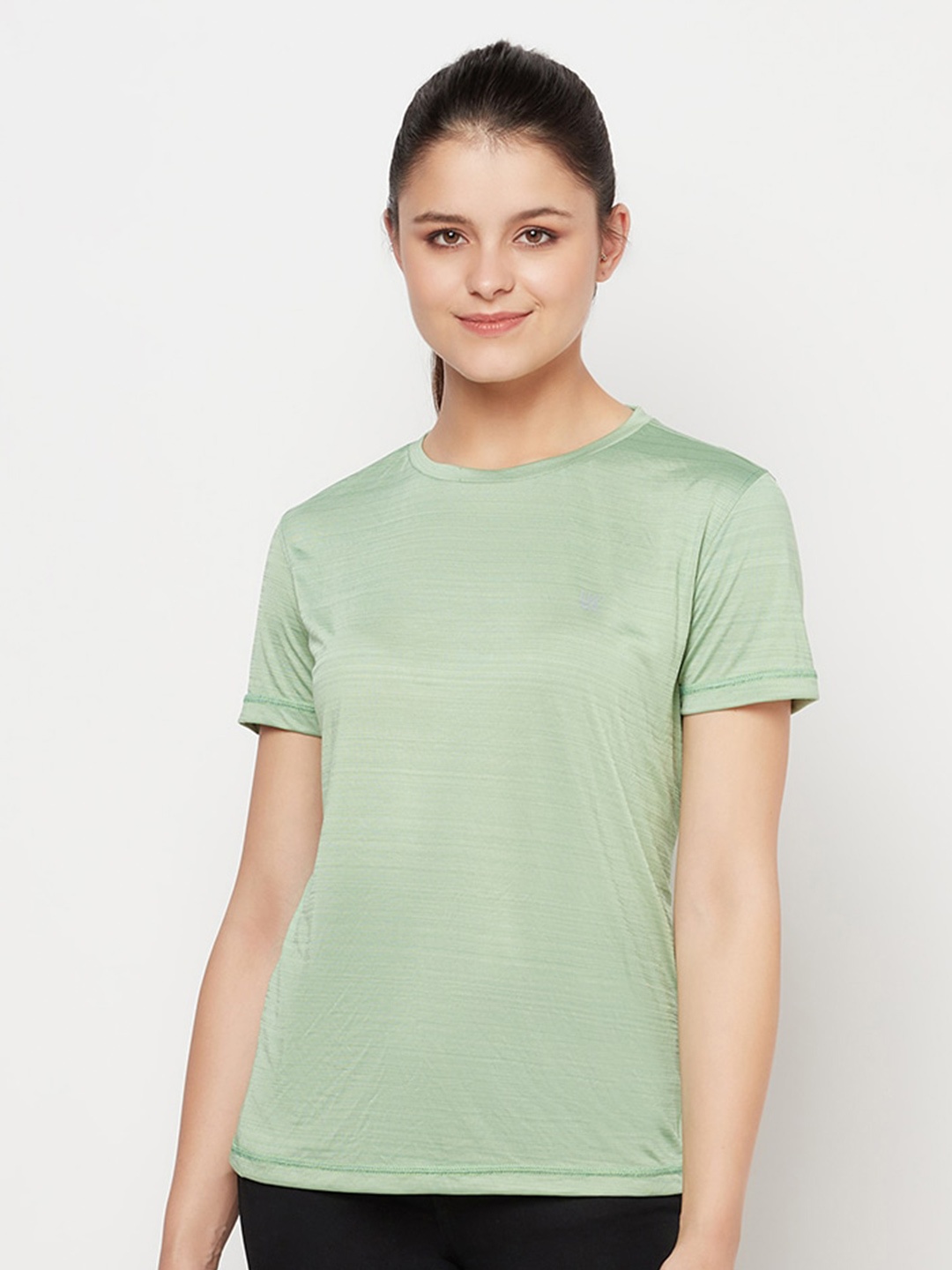 

URKNIT Striped Round Neck Cool Max Sports T-shirt, Green