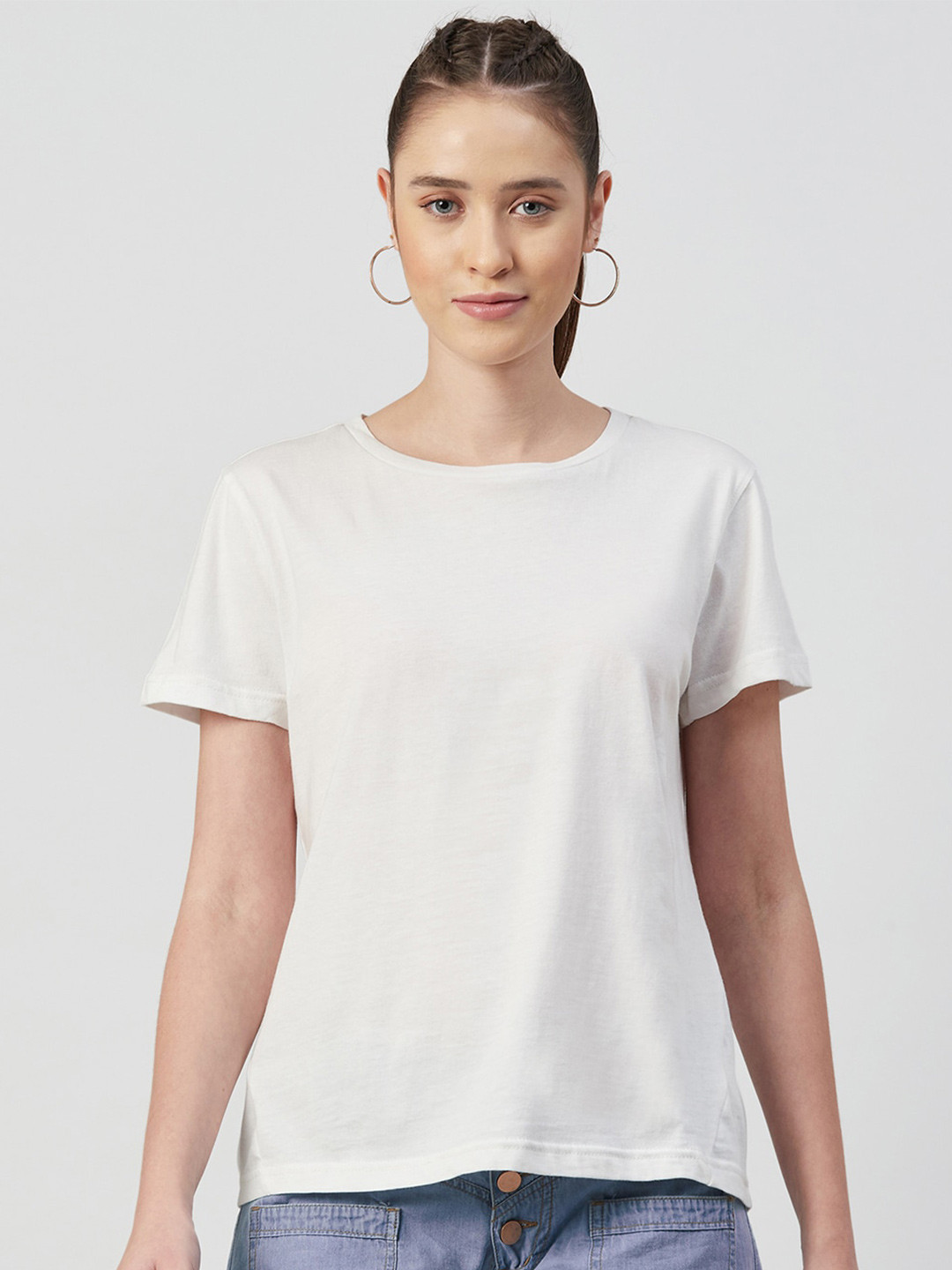 

URKNIT Cool Max Regular Fit Pure Cotton T-shirt, White