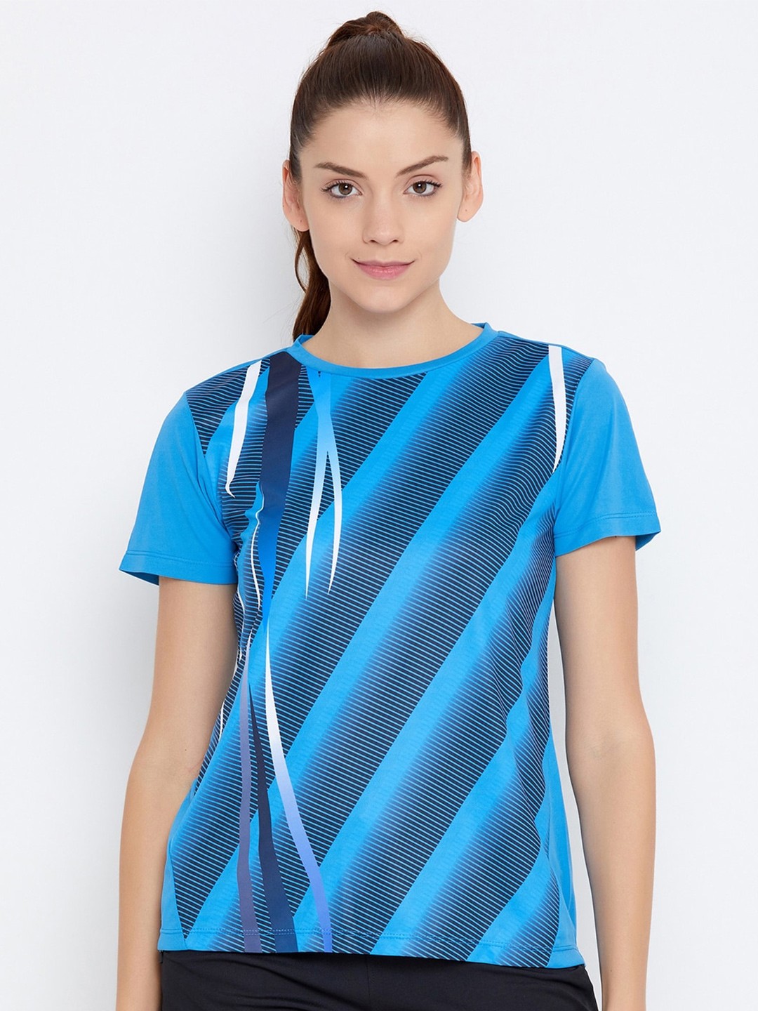 

URKNIT Graphic Printed Round Neck Cool Max Sports T-shirt, Blue