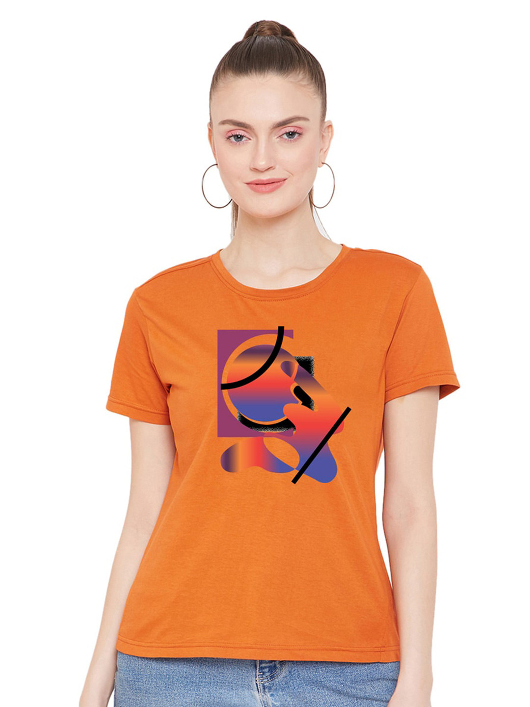 

URKNIT Graphic Printed Cool Max Pure Cotton Casual T-Shirt, Orange