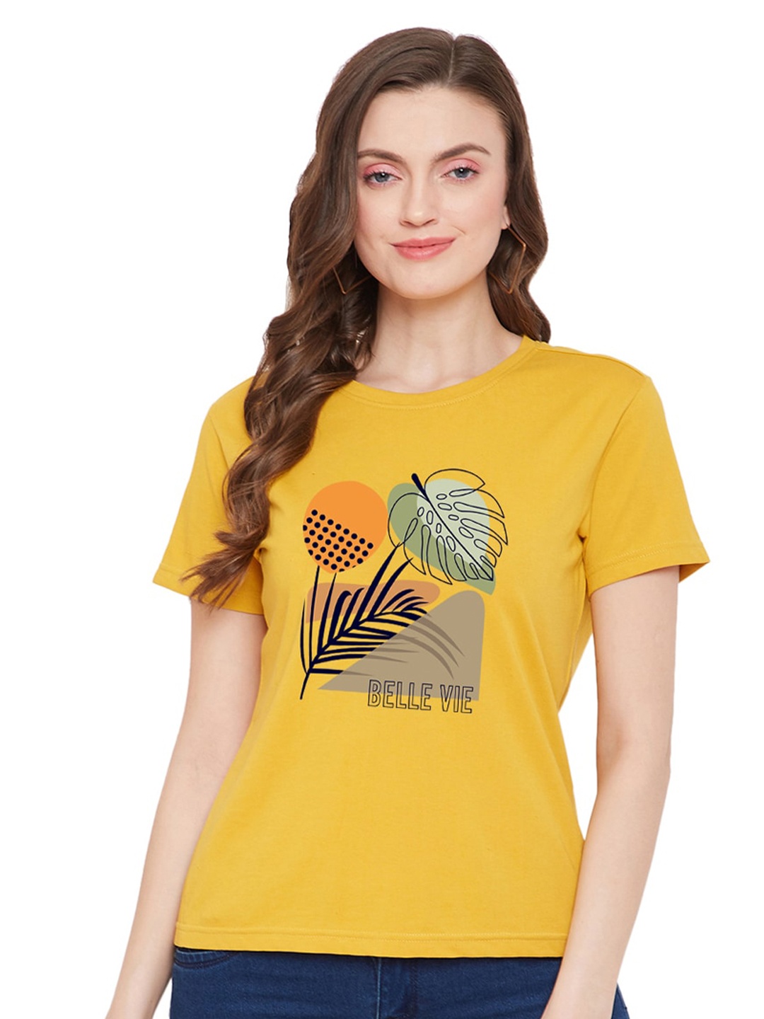 

URKNIT Graphic Printed Cool Max Cotton Regular T-shirt, Yellow