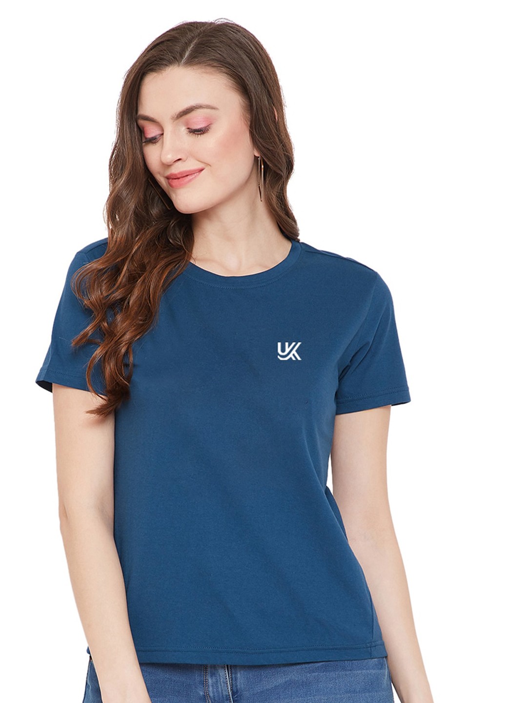 

URKNIT Brand Logo Printed Cool Max Cotton Regular T-shirt, Blue