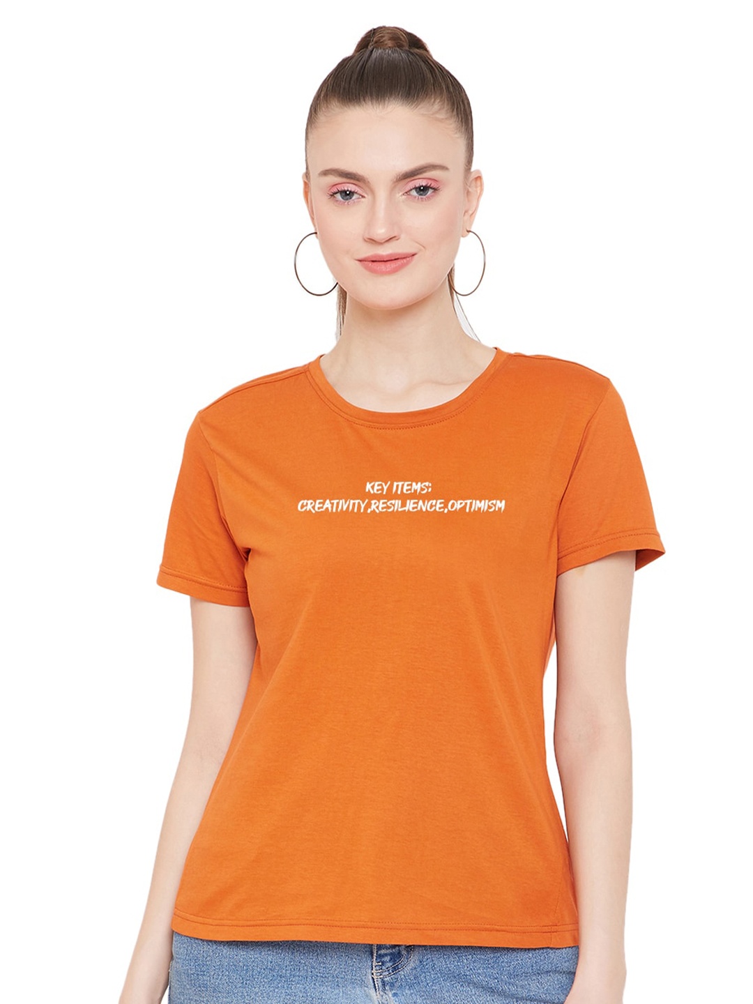 

URKNIT Typography Printed Cool Max Cotton Regular T-shirt, Orange