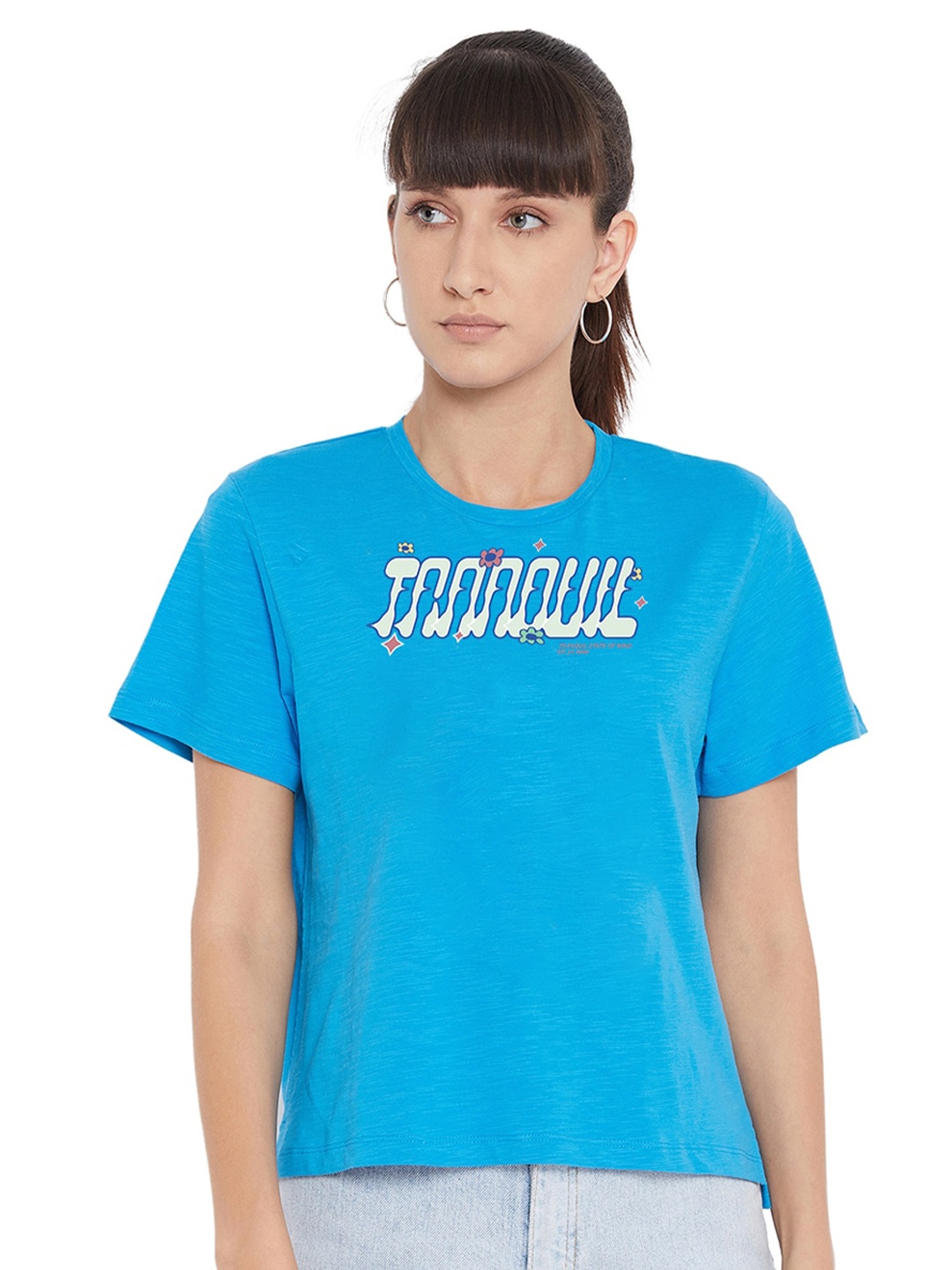 

URKNIT Typography Printed Cool Max Pure Cotton Casual T-Shirt, Blue