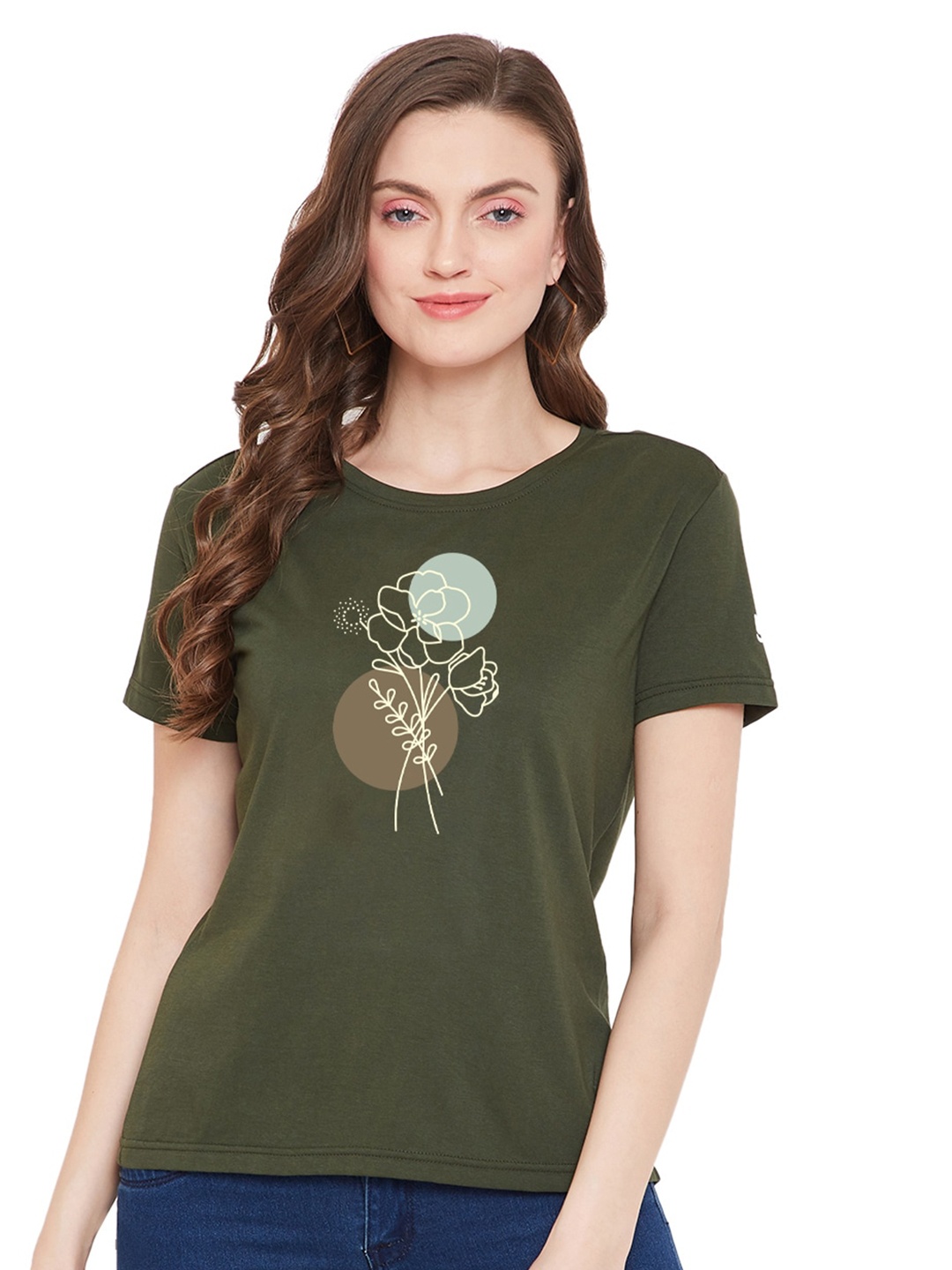 

URKNIT Graphic Printed Cool Max Pure Cotton T-shirt, Olive