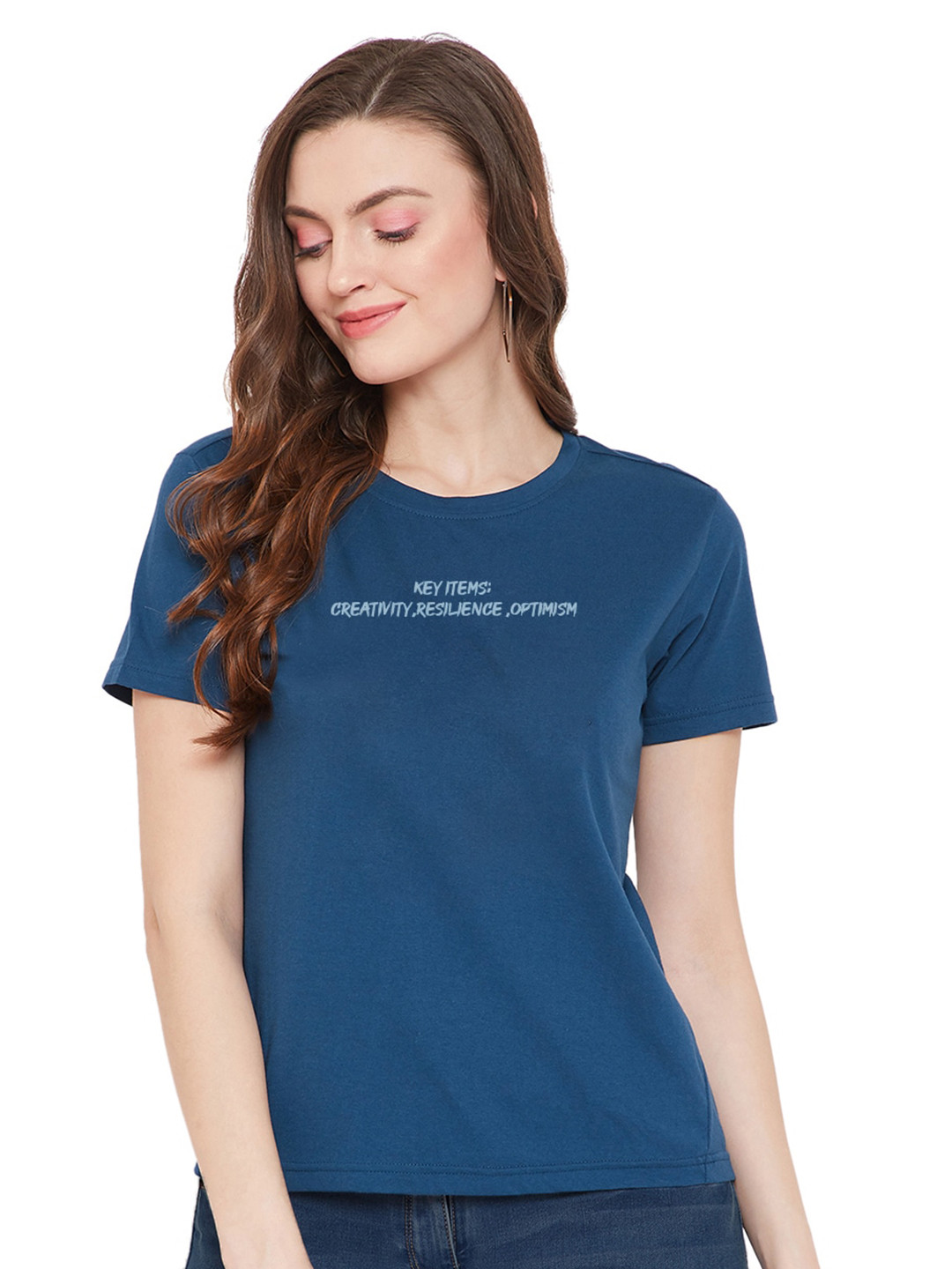 

URKNIT Typography Printed Cool Max Cotton Regular T-shirt, Blue