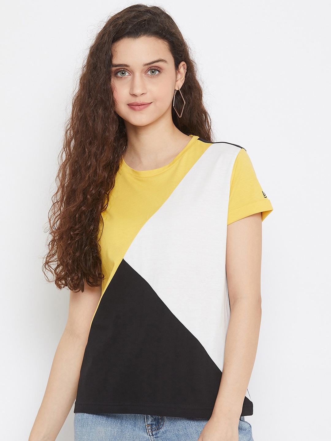 

URKNIT Colourblocked Cool Max Cotton Regular T-shirt, Yellow