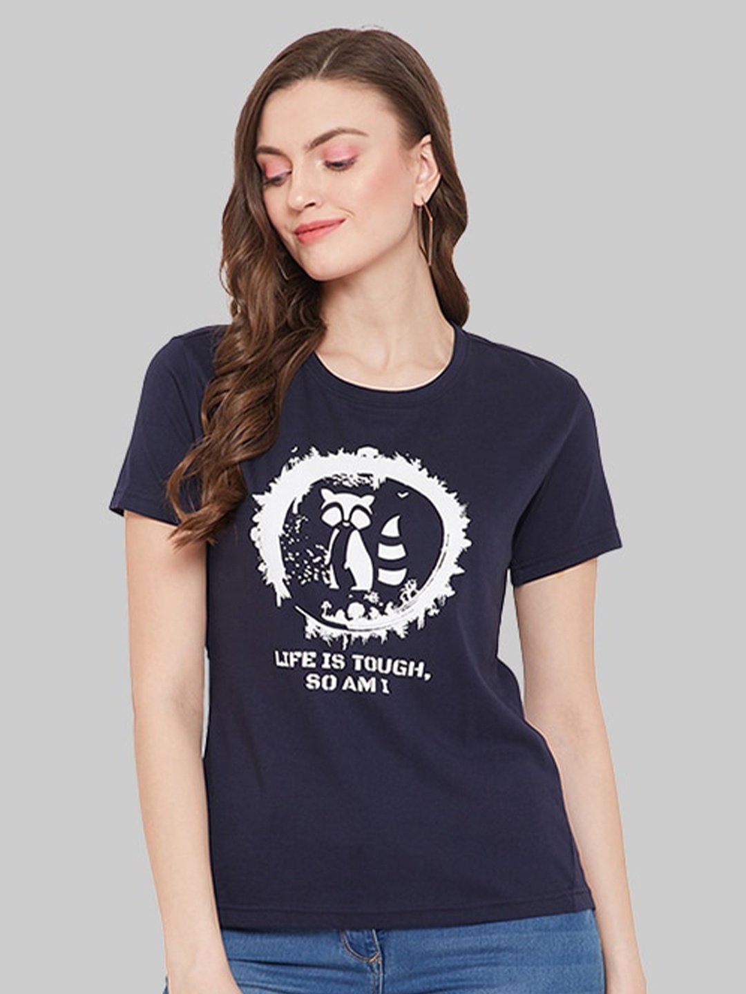 

URKNIT Graphic Printed Cool Max Pure Cotton T-shirt, Blue