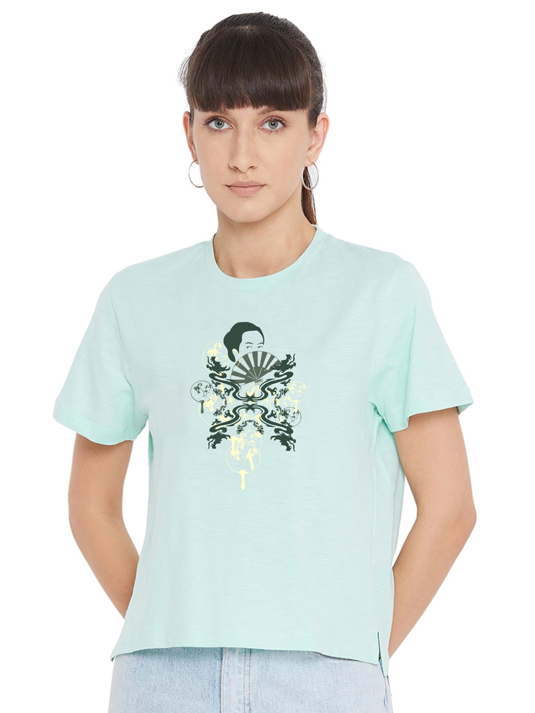 

URKNIT Graphic Printed Cool Max Pure Cotton T-shirt, Green