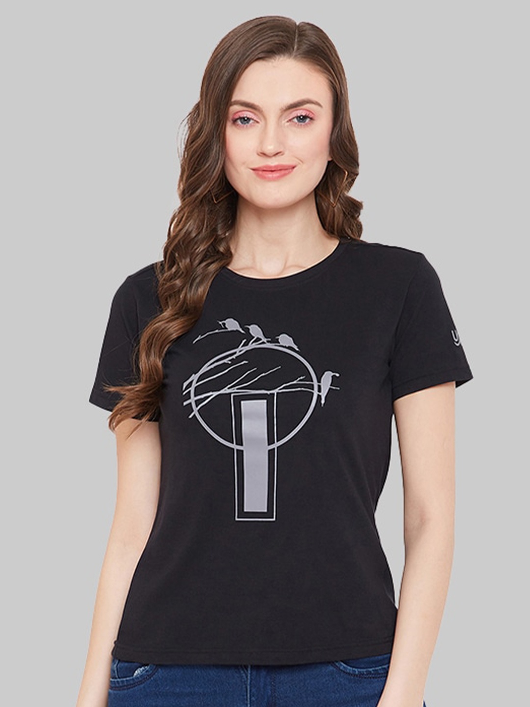

URKNIT Cool Max Graphic Printed Round Neck Regular Fit Cotton Casual T-Shirt, Black