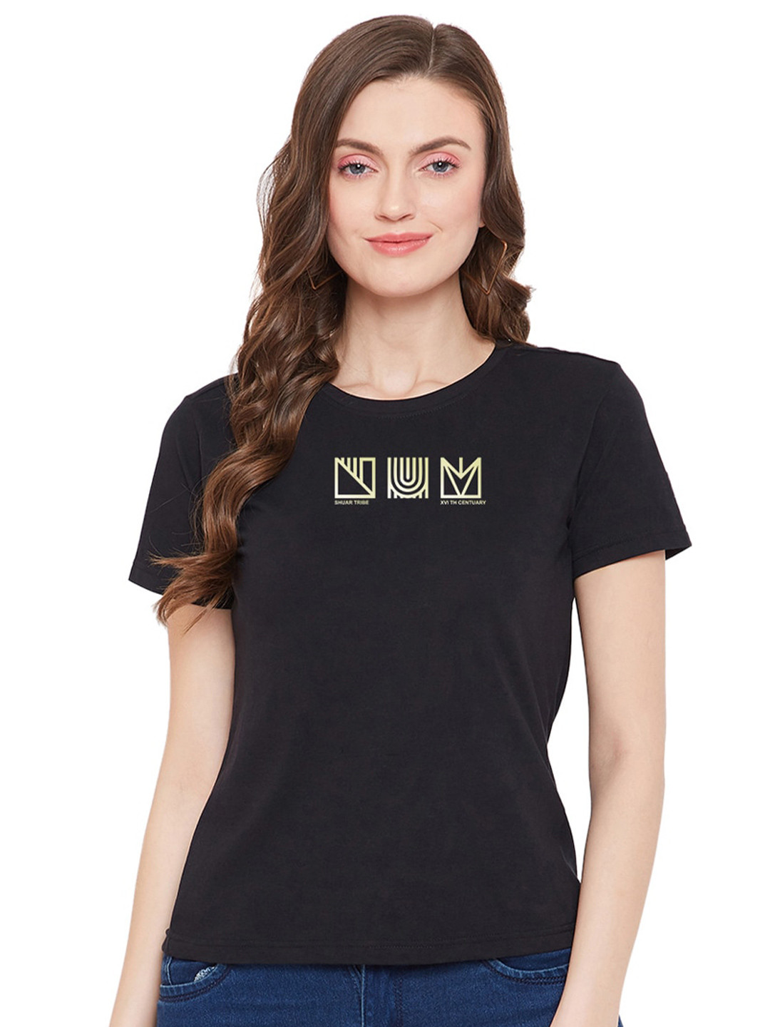 

URKNIT Cool Max Round Neck Regular Fit Cotton Casual T-Shirt, Black