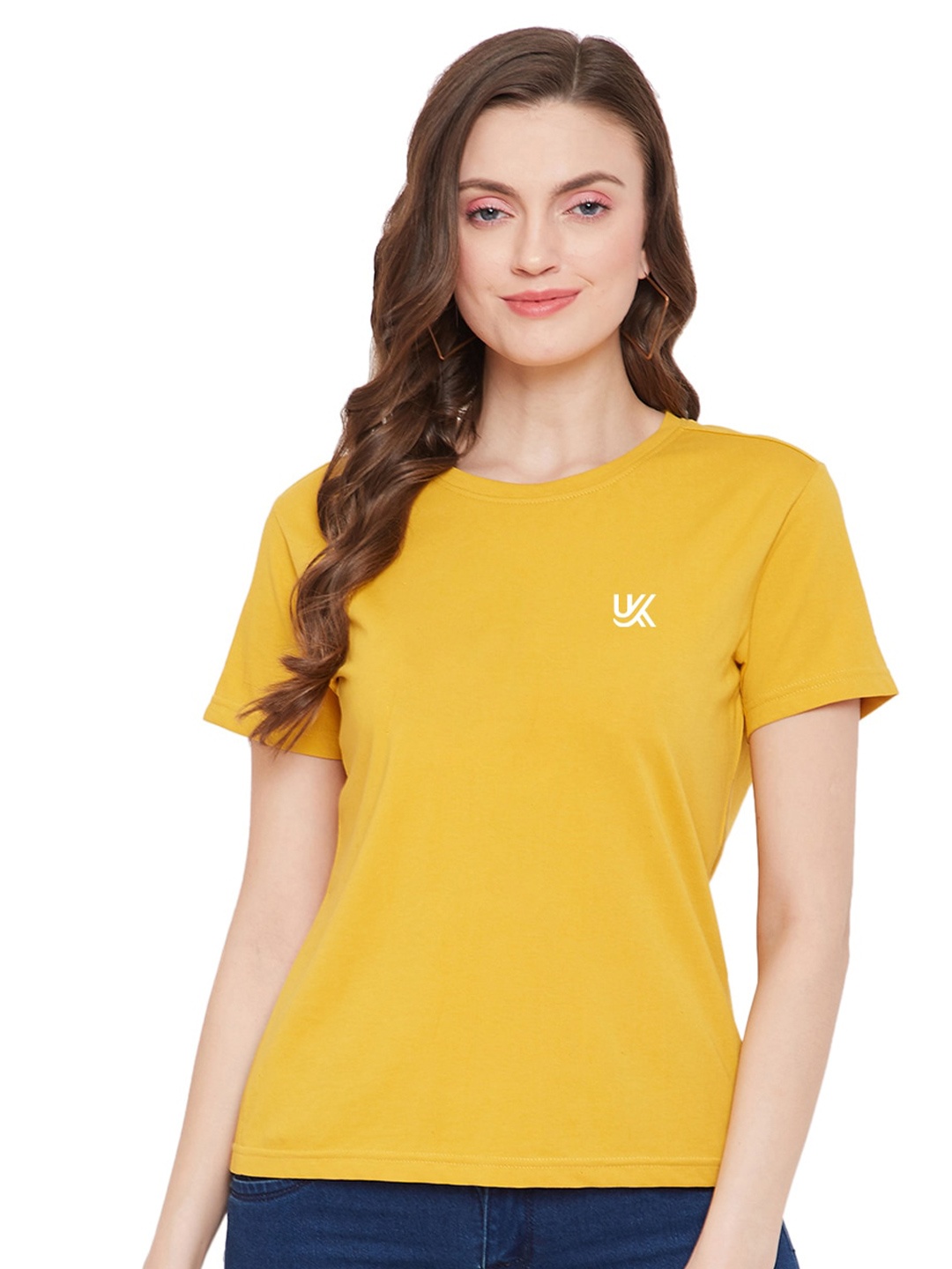 

URKNIT Cool Max Round Neck Regular Fit Cotton Casual T-Shirt, Yellow