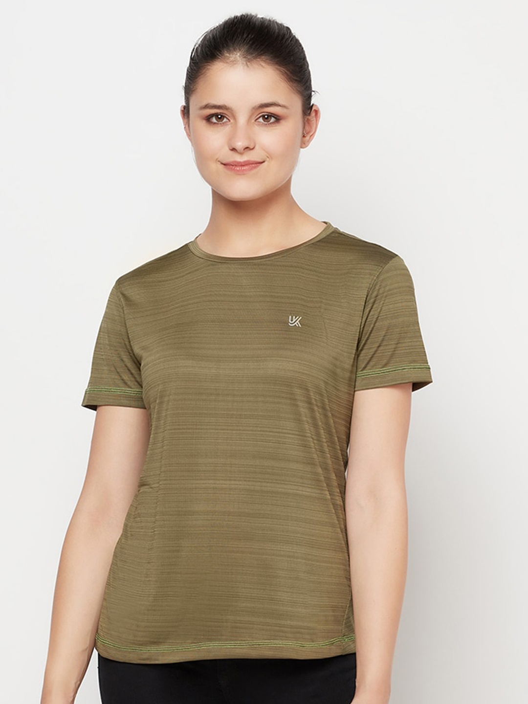 

URKNIT Cool Max Striped Round Neck Regular Fit Casual T-Shirt, Olive