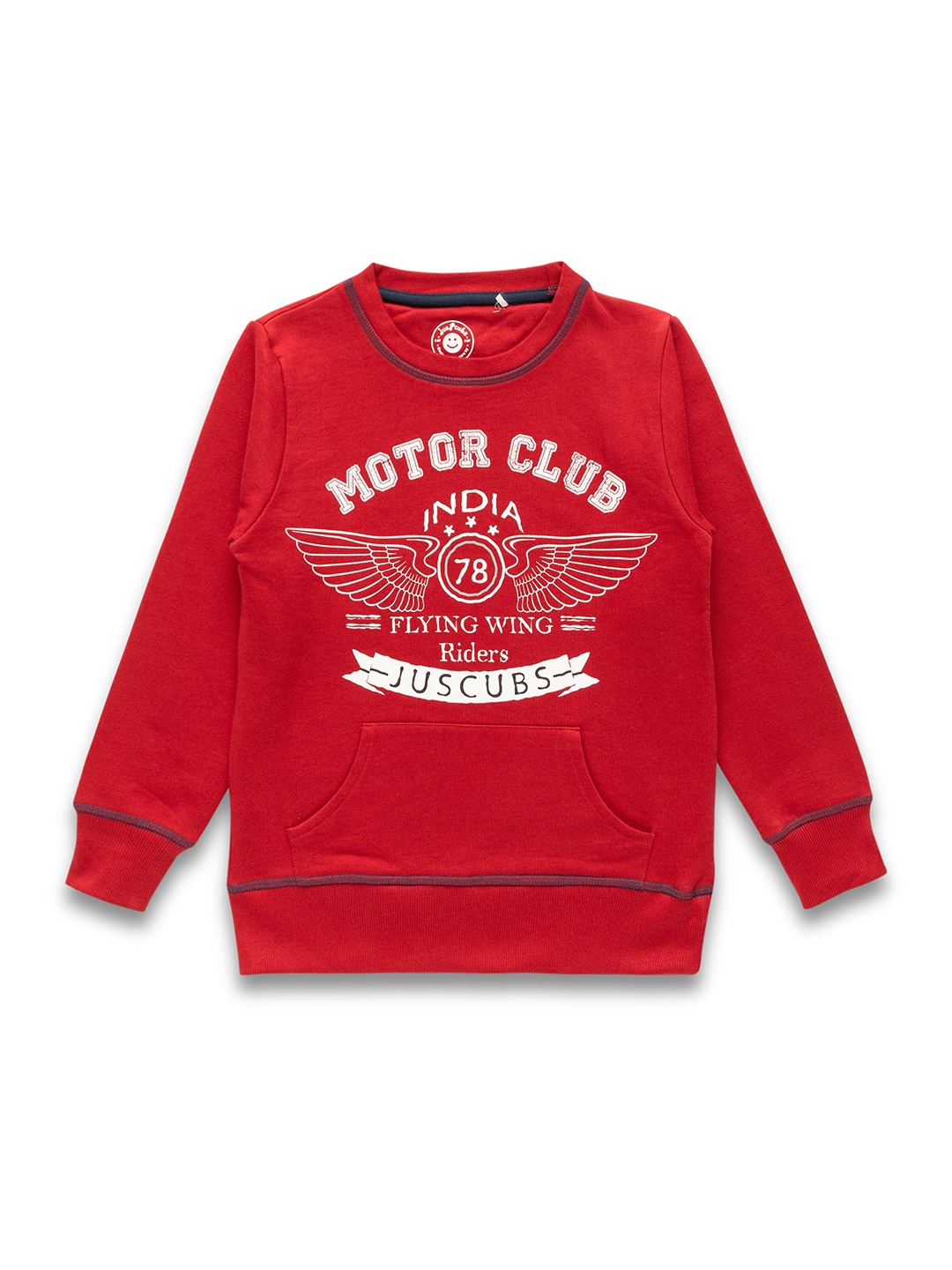 

JusCubs Boys Typography Printed Kangaroo Pocket Cotton Sweatshirt, Red