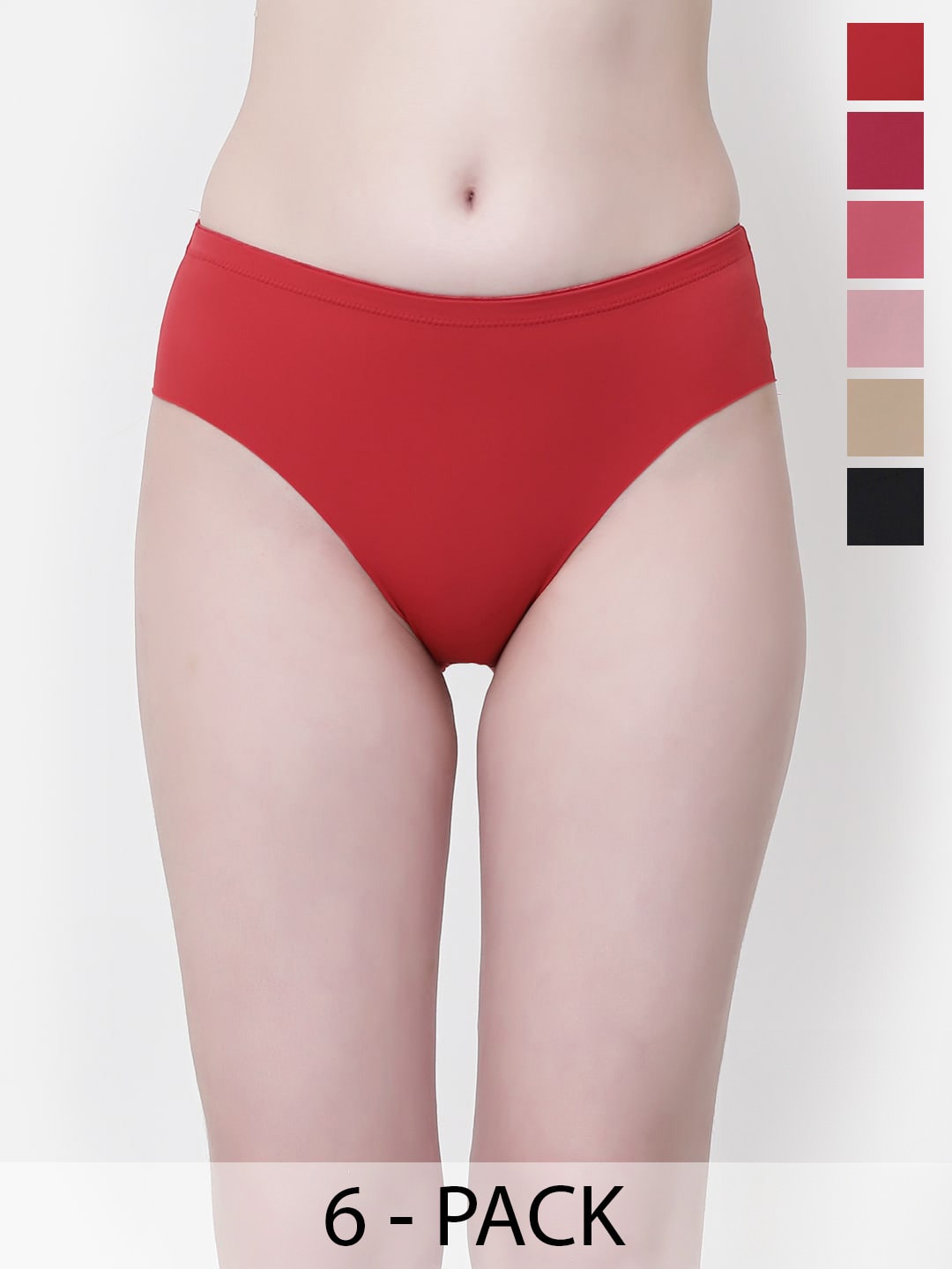 

Softskin Pack Of 6 Mid-Rise Seamless Hipster Briefs Seamless_Panties_S_6, Red