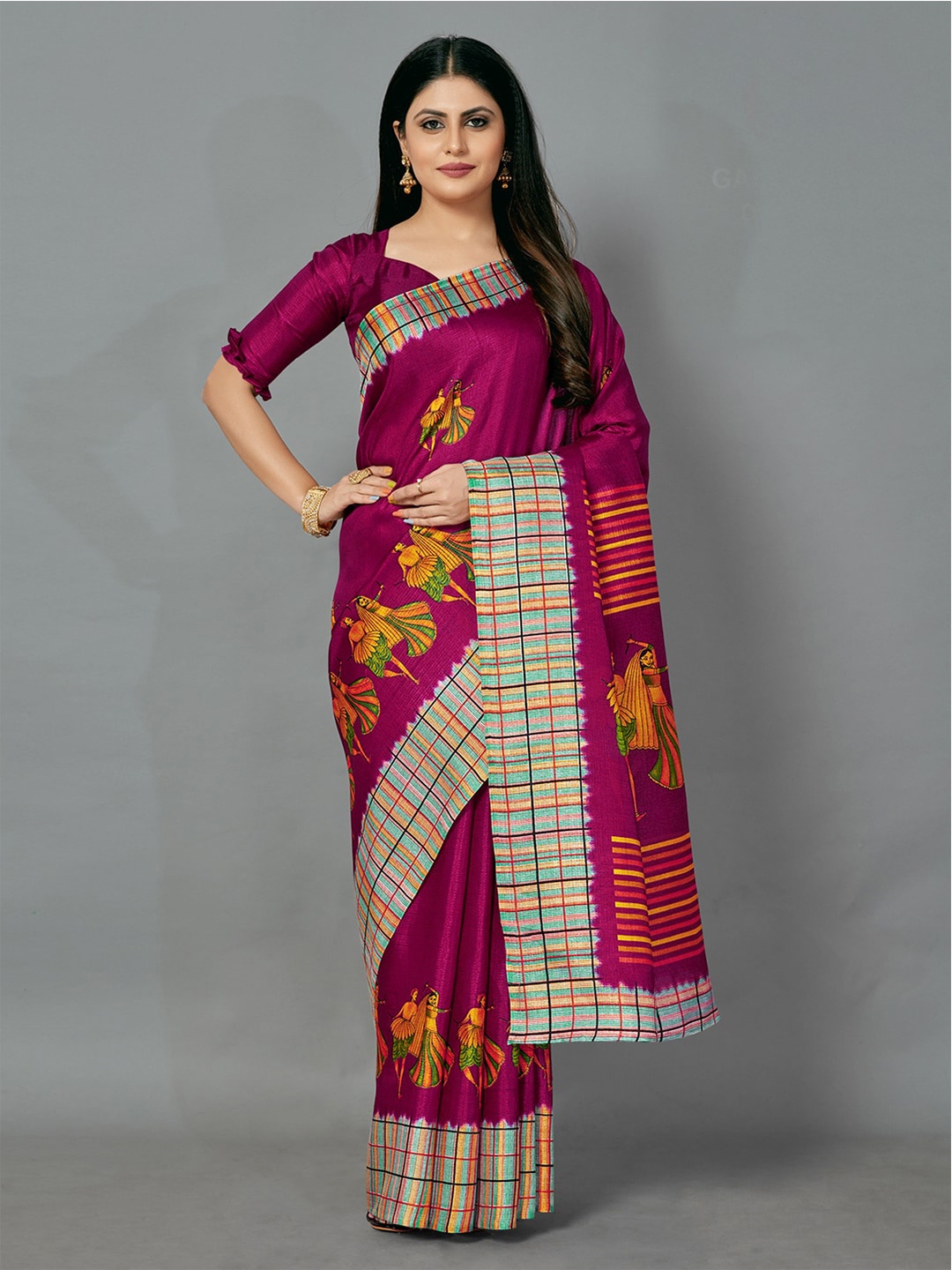 

Anouk Ethnic Motifs Printed Bhagalpuri Saree, Magenta