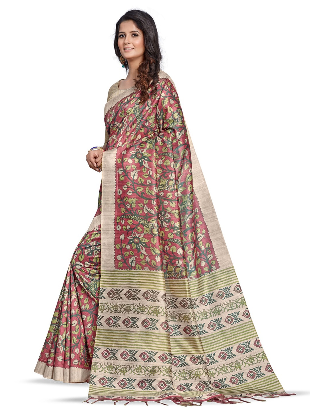 

Anouk Floral Block Print Saree, Mauve