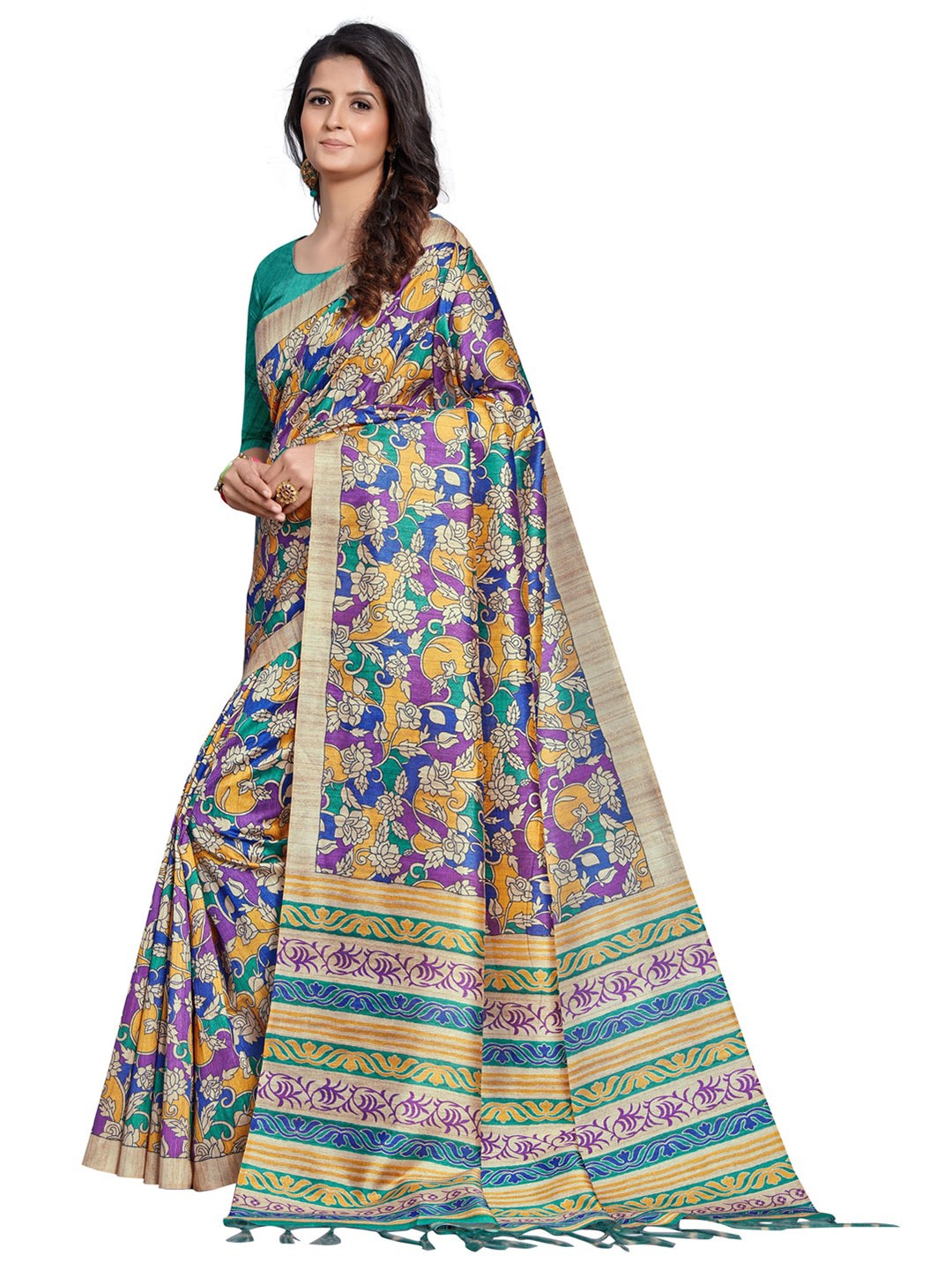 

Anouk Ethnic Motifs Block Print Saree, Purple