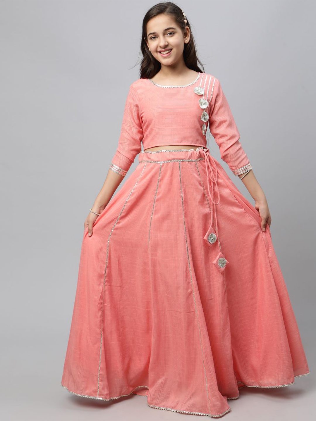 

BAESD Girls Gotta Patti Ready to Wear Lehenga & Blouse, Peach