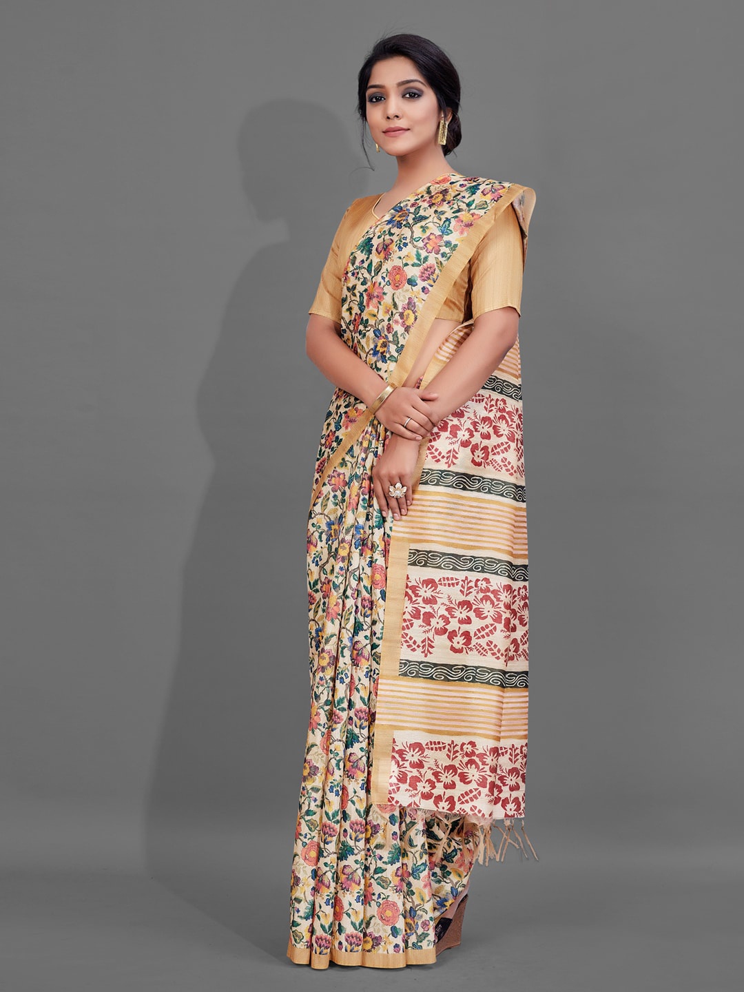 

Anouk Cream-Coloured Floral Printed Baluchari Saree