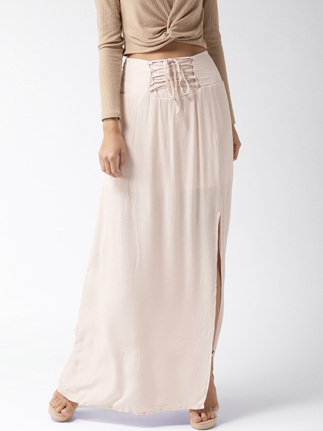 

FOREVER 21 Peach-Coloured A-Line Maxi Skirt
