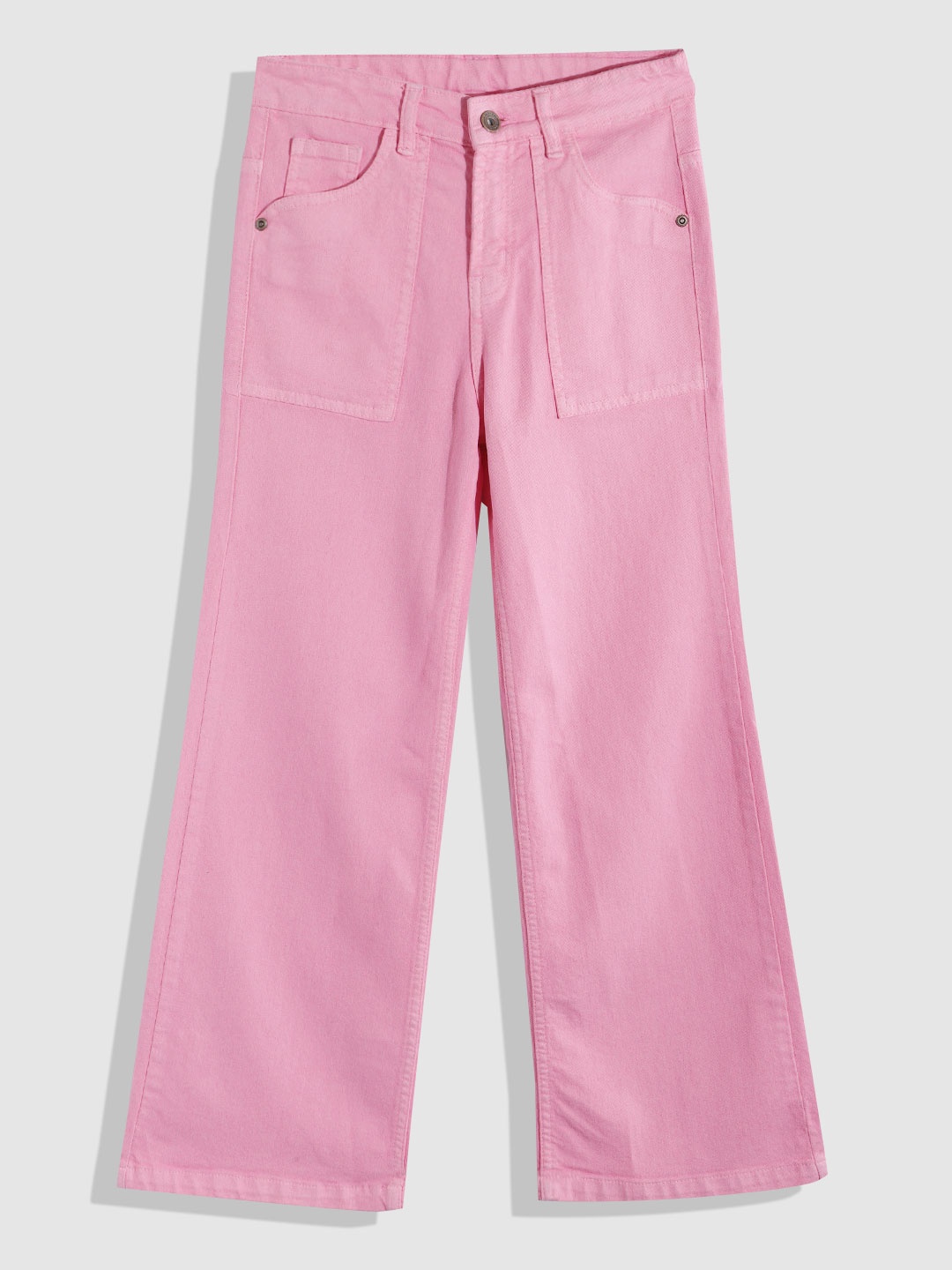 

YK Girls Solid Flared Jeans, Pink