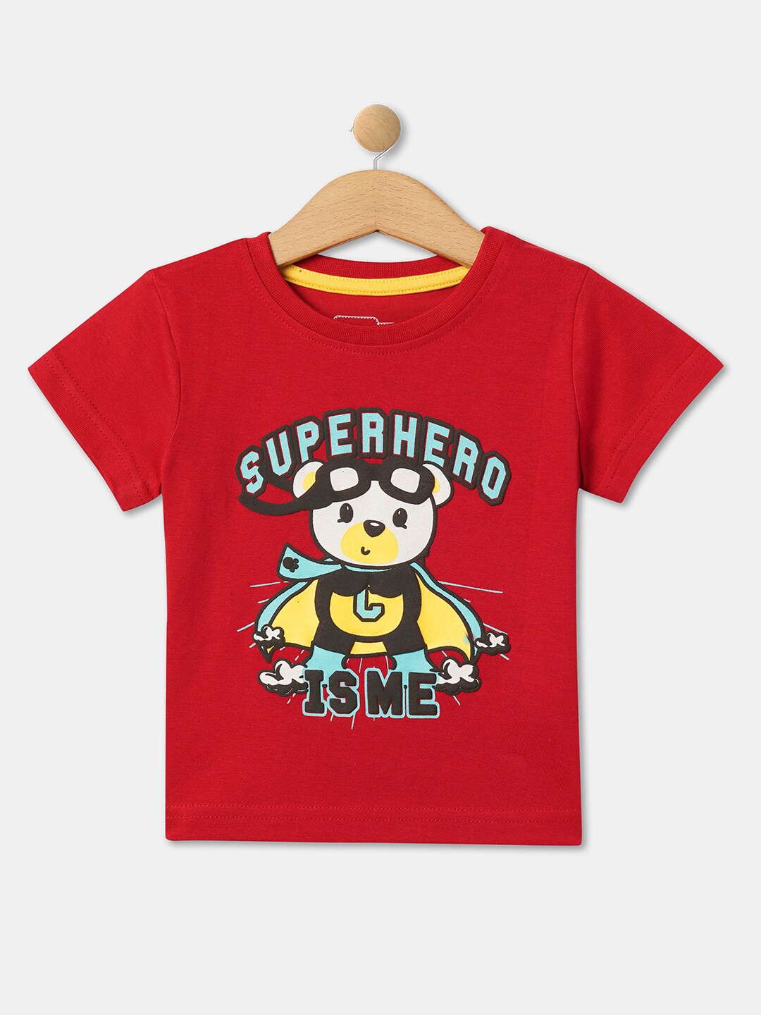 

R&B Boys Graphic Printed Regular Fit Pure Cotton Casual T-shirt, Red