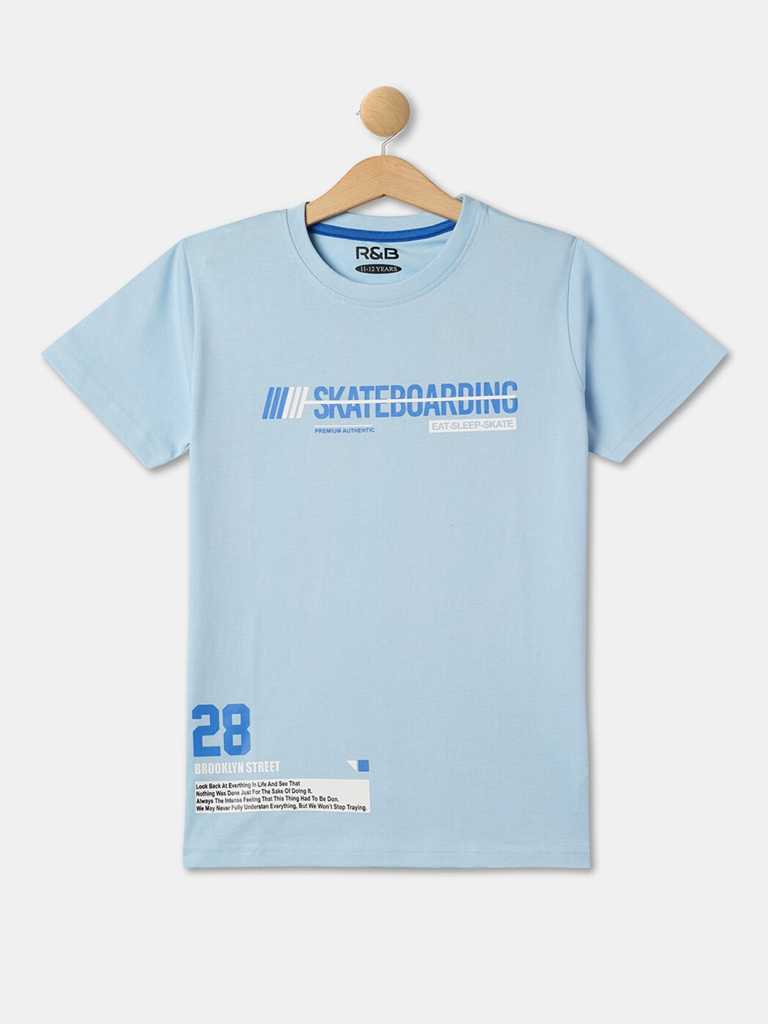 

R&B Boys Typography Printed Regular Fit Pure Cotton Casual T-shirt, Blue