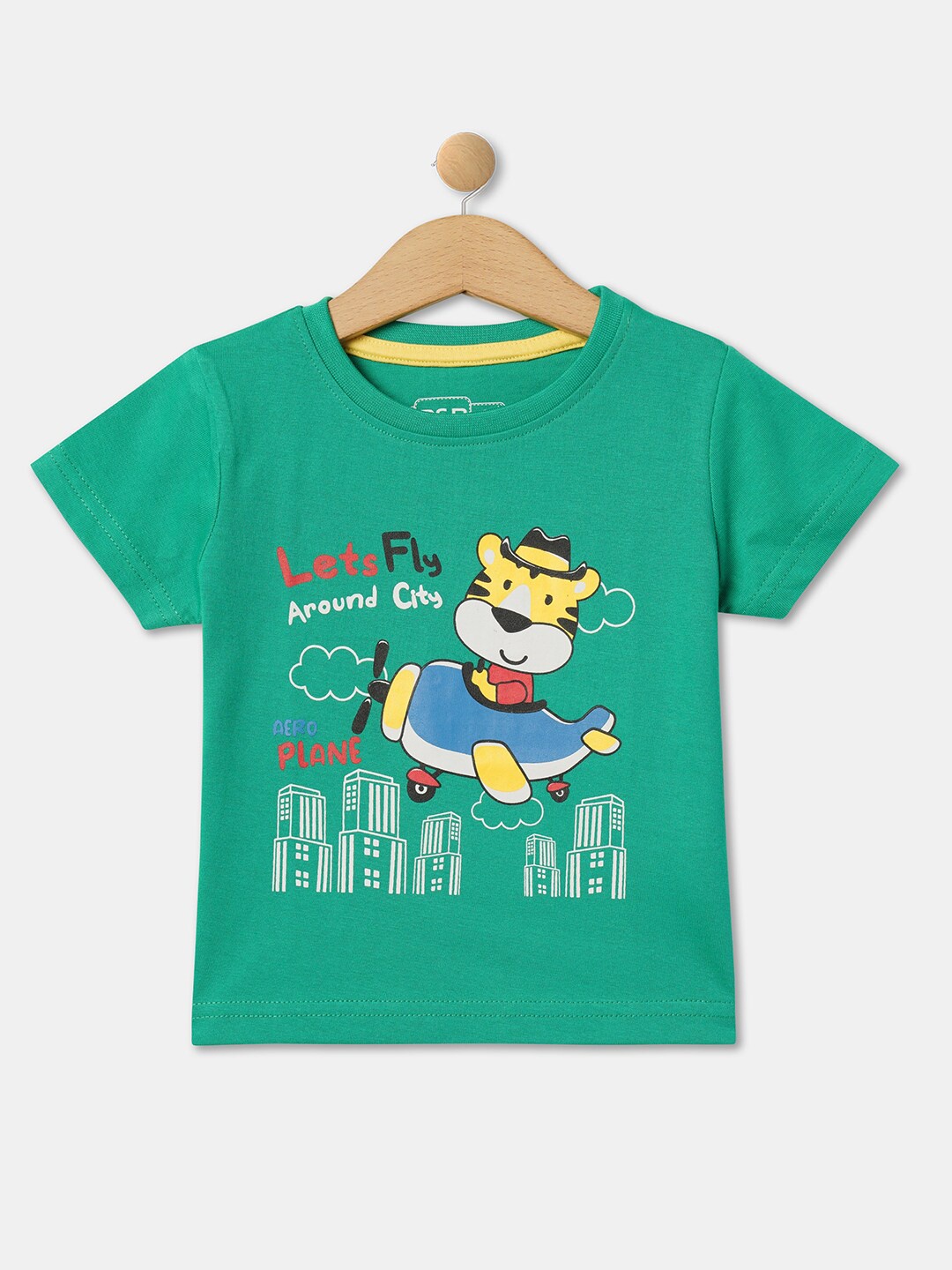 

R&B Boys Graphic Printed Regular Fit Pure Cotton Casual T-shirt, Green