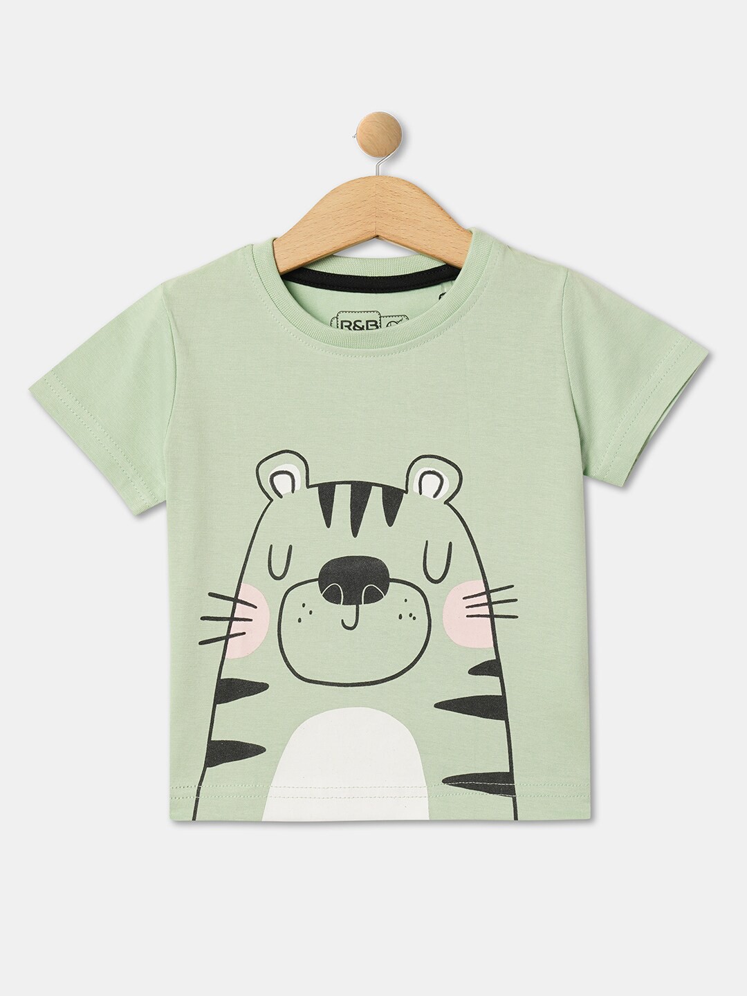 

R&B Boys Graphic Printed Regular Fit Pure Cotton Casual T-shirt, Green
