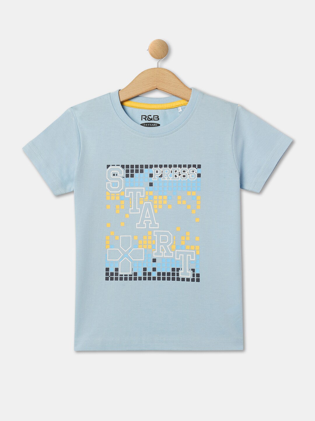 

R&B Boys Typography Printed Cotton T-shirt, Blue