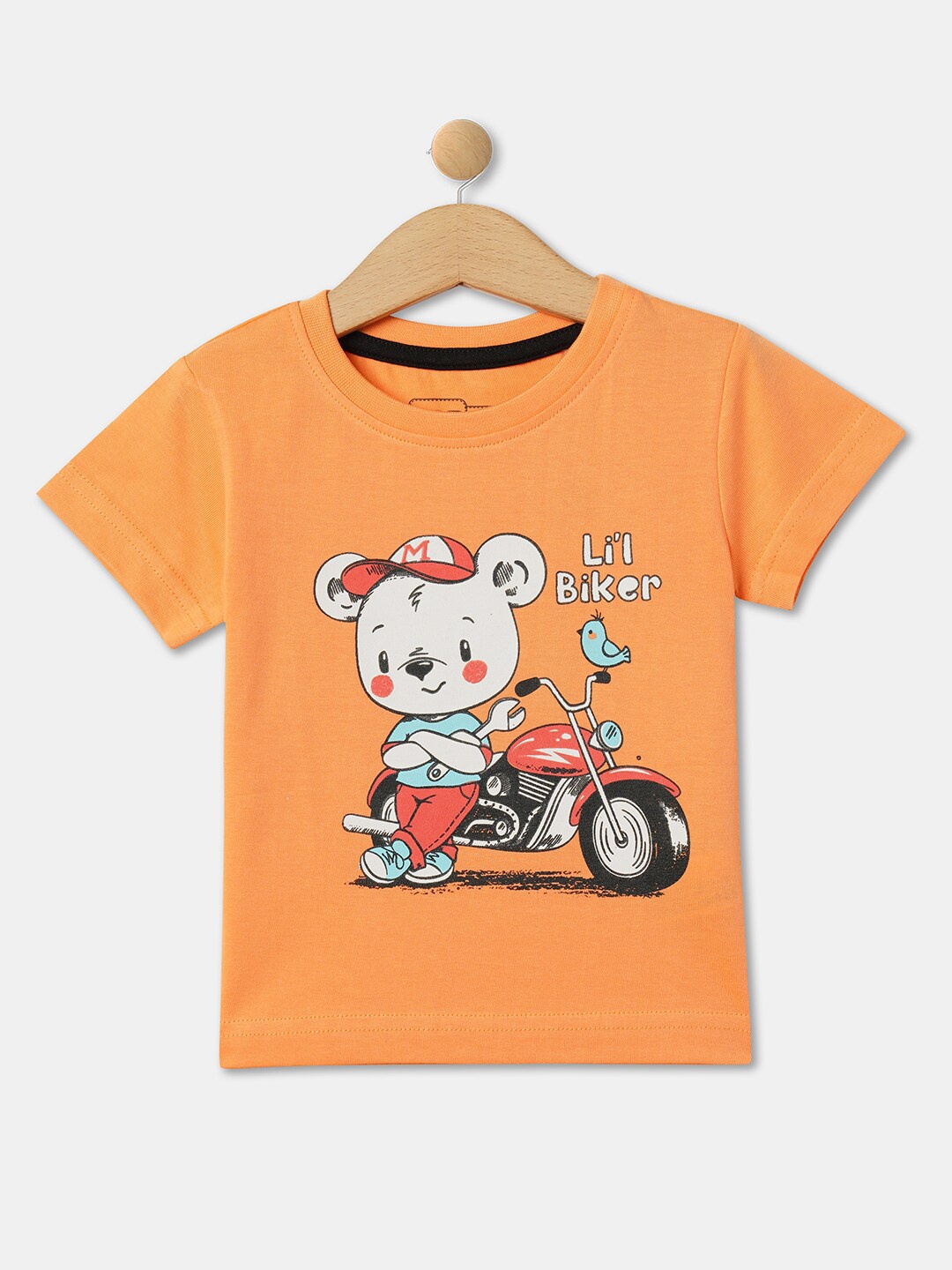 

R&B Boys Graphic Printed Regular Fit Pure Cotton Casual T-shirt, Orange